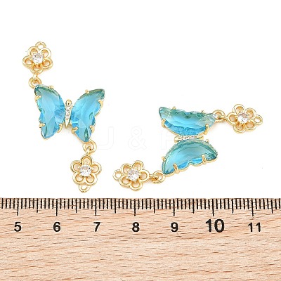 Brass Micro Pave Cubic Zirconia Connector Charms CU-CBACDF6-01G-1