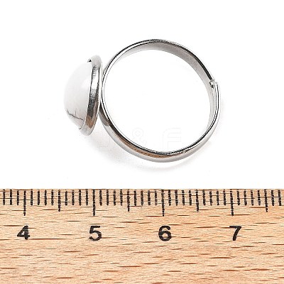 Half Round Natural Howlite Finger Rings RJEW-M062-01P-43-1