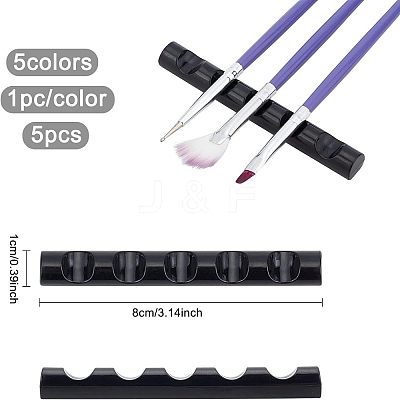 5Pcs 5 Cololrs 5 Grids Plastic Nail Art Brush Pen Holder Stand MRMJ-FG0001-10-1