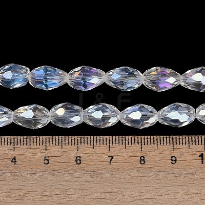 Transparent Electroplate Glass Beads Strands EGLA-N013-T8mm-B01-1