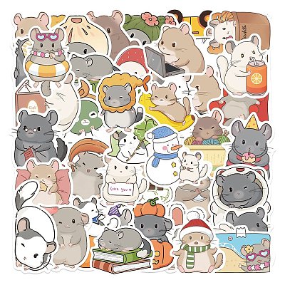 50Pcs Mouse PVC Waterproof Cartoon Stickers STIC-T0001-10-1