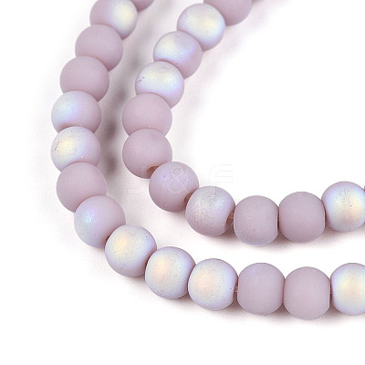 Frosted Opaque Glass Beads Strands GLAA-T032-P4mm-MBB07-1