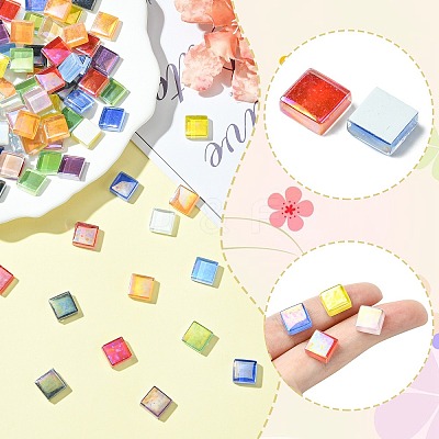 240Pcs 12 Colors Rainbow Iridescent Glass Cabochons DIY-CJ0003-10-1