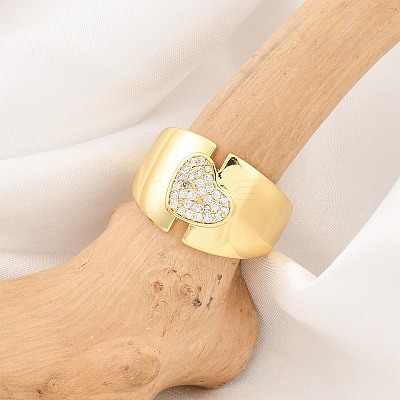 Rack Plating Brass Micro Pave Clear Cubic Zirconia Cuff Rings for Women RJEW-M028-113G-1