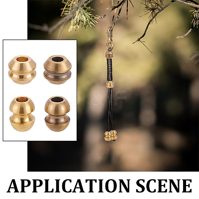 8Pcs 4 Styles Outdoor EDC Tool Brass Parachute Rope European Beads KK-NB0003-64-1