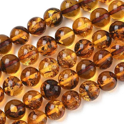 Natural Amber Beads Strands G-L095-B01-8mm-04-1