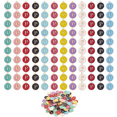 120Pcs 12 Colors Golden Plated Alloy Charms ENAM-SZ0001-64P-1