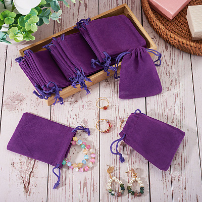 20Pcs Rectangle Velvet Drawstring Pouches TP-TA0001-04A-1
