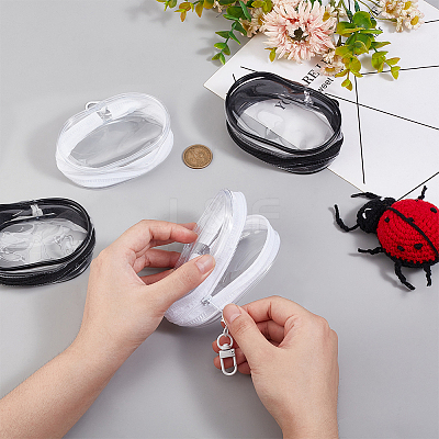 4Pcs 2 Colors Oval Transparent PVC Mini Cable Organizer Zipper Bags AJEW-PH0012-02-1