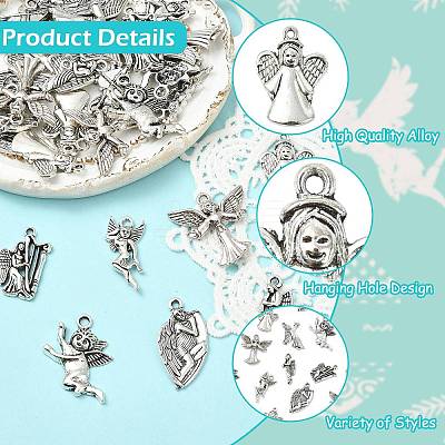 45Pcs 9 Styles Tibetan Style Alloy Pendants FIND-CJ0005-73-1