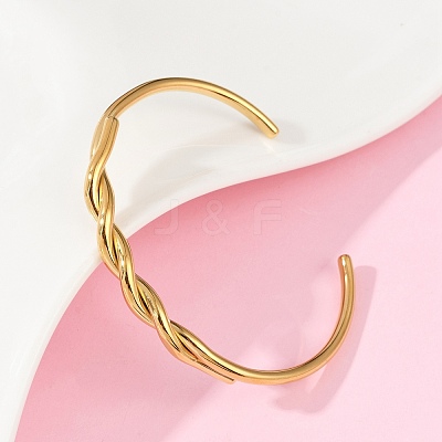 304 Stainless Steel Cuff Bangles for Women BJEW-F497-01G-1