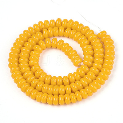 Opaque Spray Painted Glass Beads GLAA-ZX008-6mm-18K-1