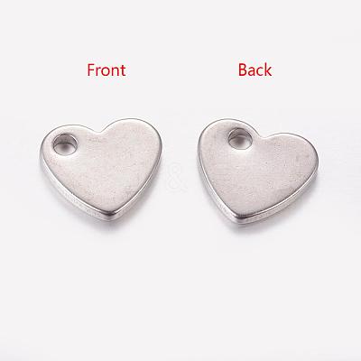 Tarnish Resistant Original Color Blacnk Stamping Tag Heart Charms 304 Stainless Steel Pendants X-STAS-Q112-1