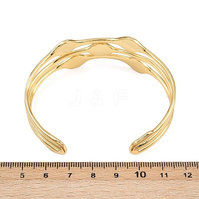 22MM Brass & ABS Plastic Pearl 3 Line Cuff Bangles for Women BJEW-L707-01G-1