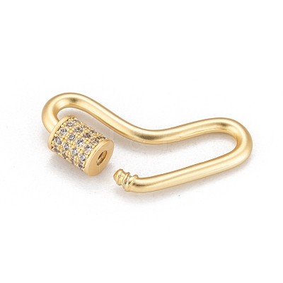 Brass Micro Pave Cubic Zirconia Screw Carabiner Lock Charms ZIRC-G160-60G-1
