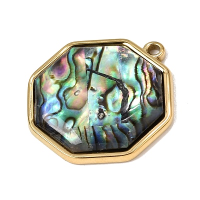 304 Stainless Steel & Natural Paua Shell Pendants SH-CBA7184-01D-G-1