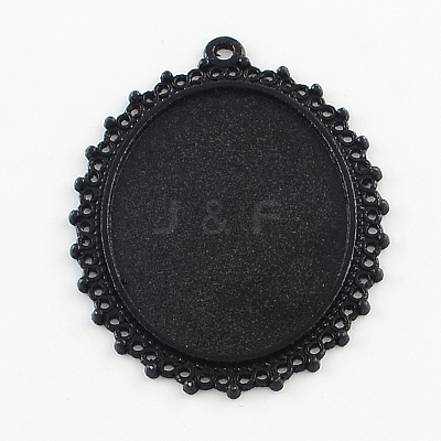 Electrophoresis Alloy Oval Big Pendant Cabochon Settings PALLOY-Q304-43-NR-1
