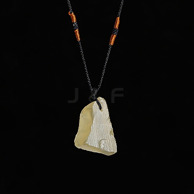 Natural Raw Lemon Quartz Nugget Pendant Necklaces PW-WG79580-04-1