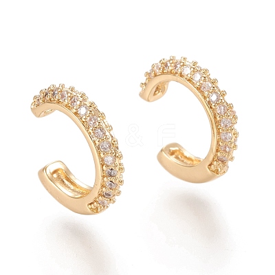 Brass Micro Pave Clear Cubic Zirconia Cuff Earrings EJEW-M195-07G-1