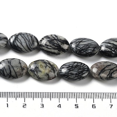 Natural Black Silk Stone/Netstone Beads Strands G-L164-A-24-1