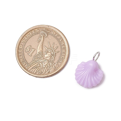 Shell Shape Plastic Pendants PALLOY-JF03734-1
