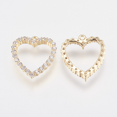 Brass Micro Pave Cubic Zirconia Charms KK-A144-008G-1