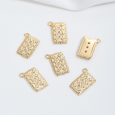 Brass Micro Pave Cubic Zirconia Charms KK-P337-03E-G-1