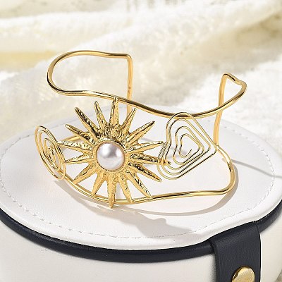 304 Stainless Steel Cuff Bangles for Women BJEW-Z091-07G-1