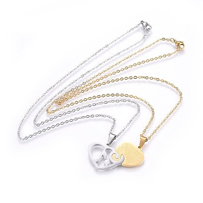 304 Stainless Steel Split Pendants Necklaces STAS-O108-14GP-1