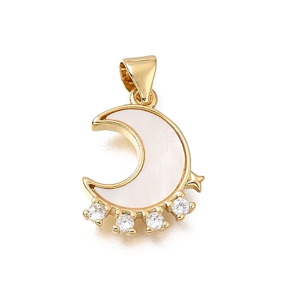 Brass Micro Pave Clear Cubic Zirconia Pendants CU-CBAF50C-03B-G-1