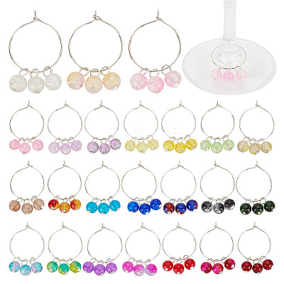 48Pcs 24 Colors Brass Wine Glass Charms AJEW-GO00002-1