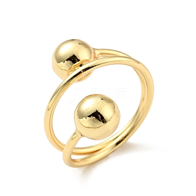 Brass Ball Triple Layer Wrap Ring for Women RJEW-E046-22G-1