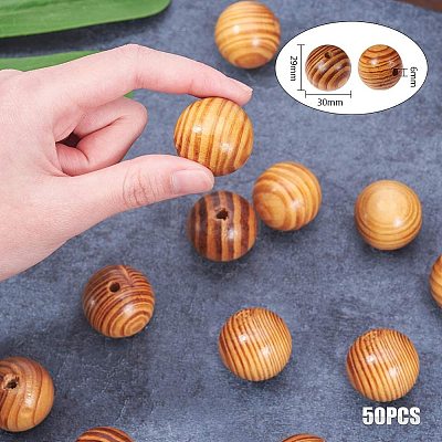 Round Wood Beads WOOD-PH0008-55A-1