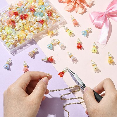 100Pcs 10 Colors Acrylic Pendants PALLOY-CJ00058-1