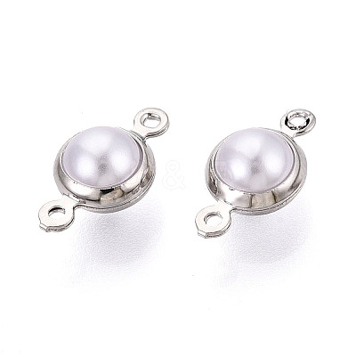 Brass ABS Imitation Pearl Connector Charms KK-N286-02A-P-1