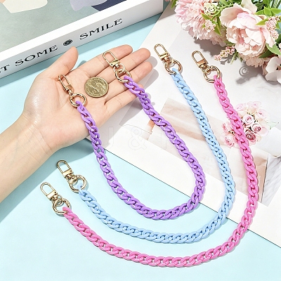 3Pcs 3 Colors Opaque Acrylic Curb Chains Bag Decorative Chains HJEW-FS00091-03-1