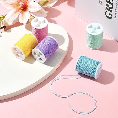 5 Rolls 5 Colors Round Waxed Polyester Cord YC-FS0001-02A-1