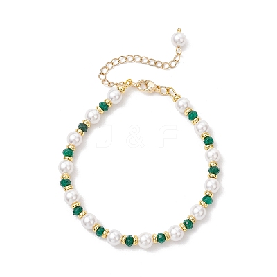 Shell Pearl & Dyed Natural Malaysia Jade Round Beaded Bracelets for Women BJEW-JB12031-03-1
