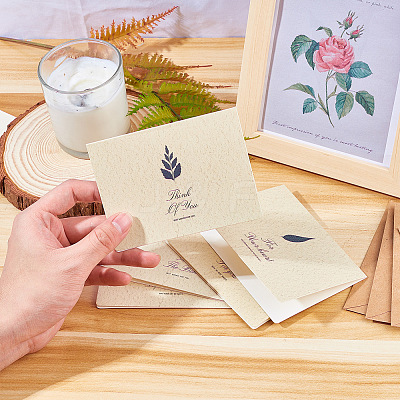 Leaf Pattern Kraft Envelopes and Greeting Cards Set DIY-CP0001-78-1