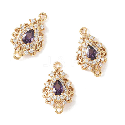 3Pcs Brass Micro Pave Cubic Zirconia Links Connectors KK-YW0003-49LG-03-1