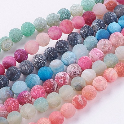 Natural Weathered Agate Beads Strands G-G589-6mm-M-1