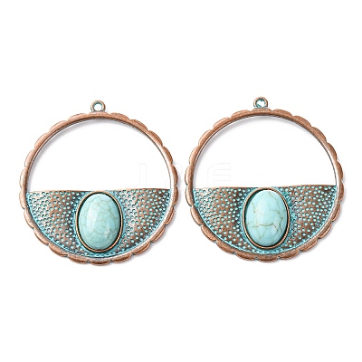Alloy with Synthetic Turquoise Pendants FIND-B055-01F-1