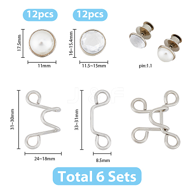 6 Sets 4 Style Adjustable Waist Extender Buckle for Jeans DIY-FH0005-08-1