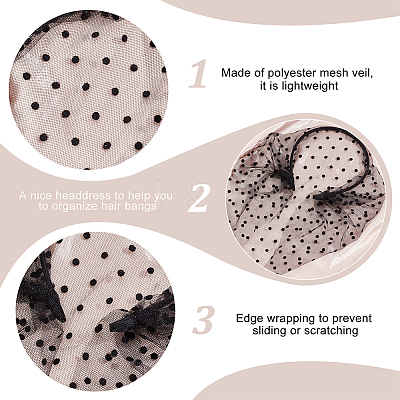 Polyester Mesh Veil Hair Bands OHAR-WH0021-63B-1