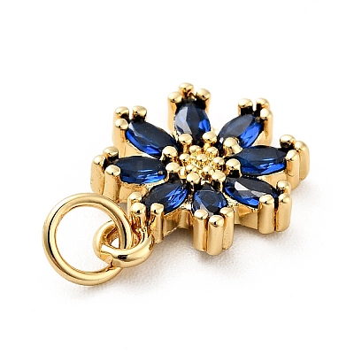 Rack Plating Brass Micro Pave Cubic Zirconia Charms ZIRC-F129-34C-G-1