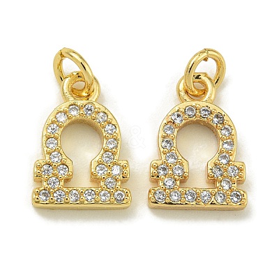 Rack Plating Brass Micro Pave Cubic Zirconia Pendants KK-K386-02C-G-1