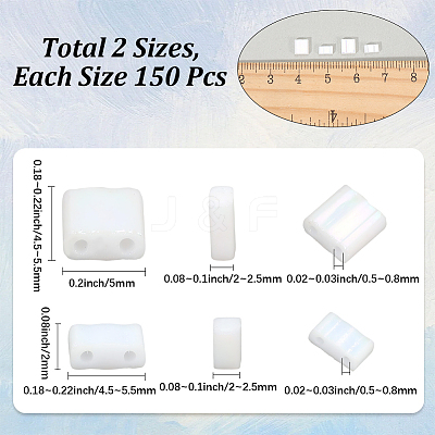 300Pcs 2 Styles 2-Hole Opaque Glass Seed Beads SEED-SC0001-63-1