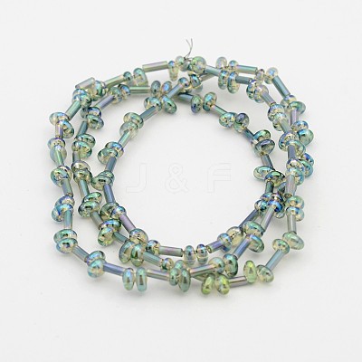 2 Hole Electroplate Glass Oval Bead Strands EGLA-J074-FR01-1