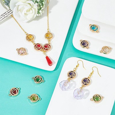 32Pcs 7 colors Glass Connector Charms GLAA-AR0001-29-1