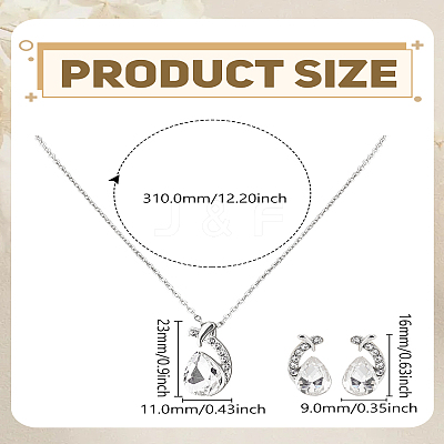 Alloy Rhinestone Pendant Necklace & Stud Earring Sets SJEW-LP0001-46C-1